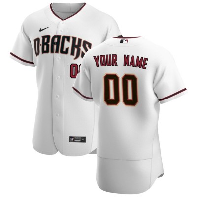 Arizona Diamondbacks Custom Men's Nike White Crimson Authentic Home Team MLB Jersey
